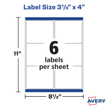 Avery TrueBlock Shipping Labels, Sure Feed, Permanent, 3-1/3